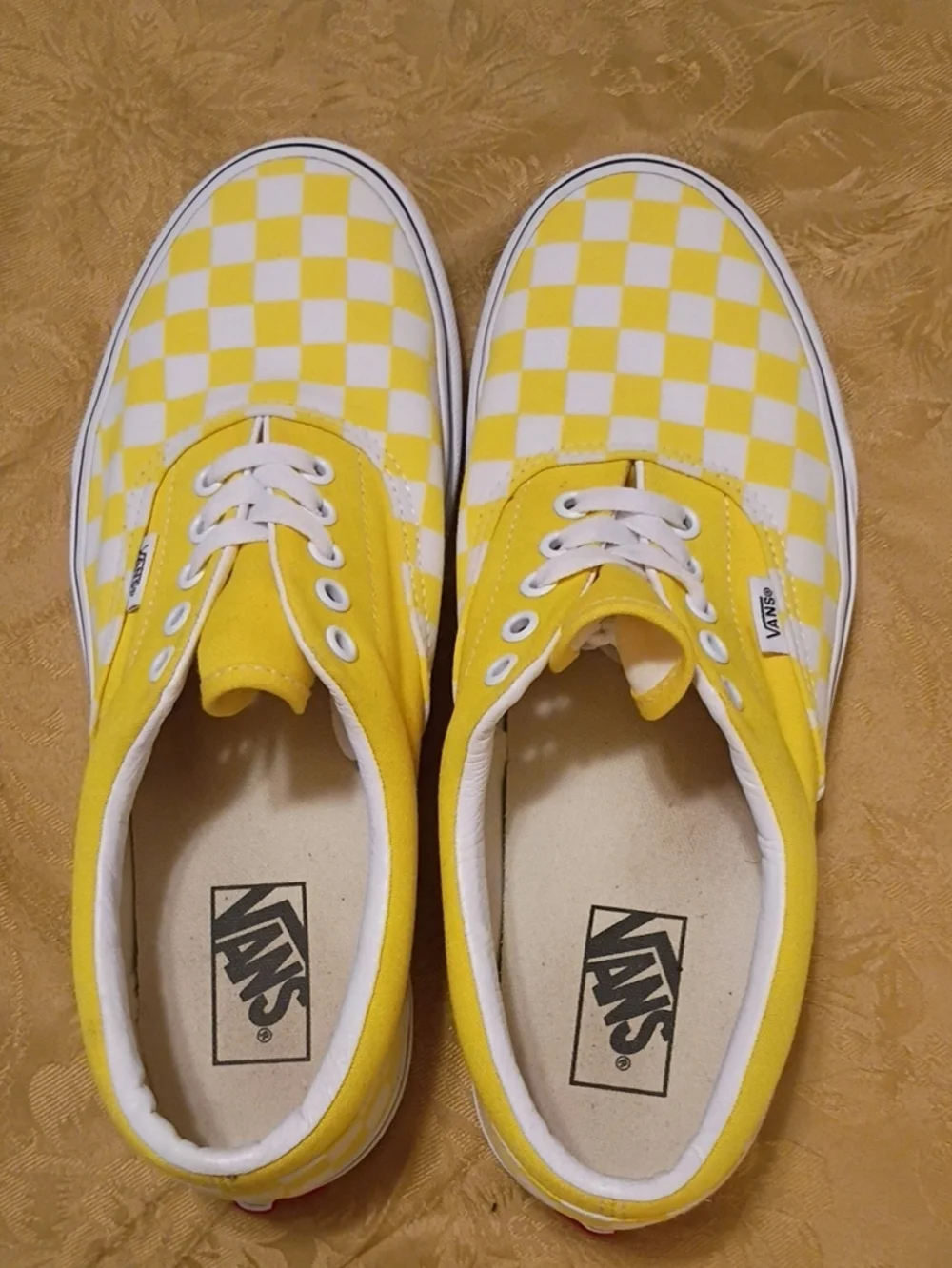 VANS  Yellow and White Checkerboard Low Top Sneakers Men's 9.5 Women's 11.0